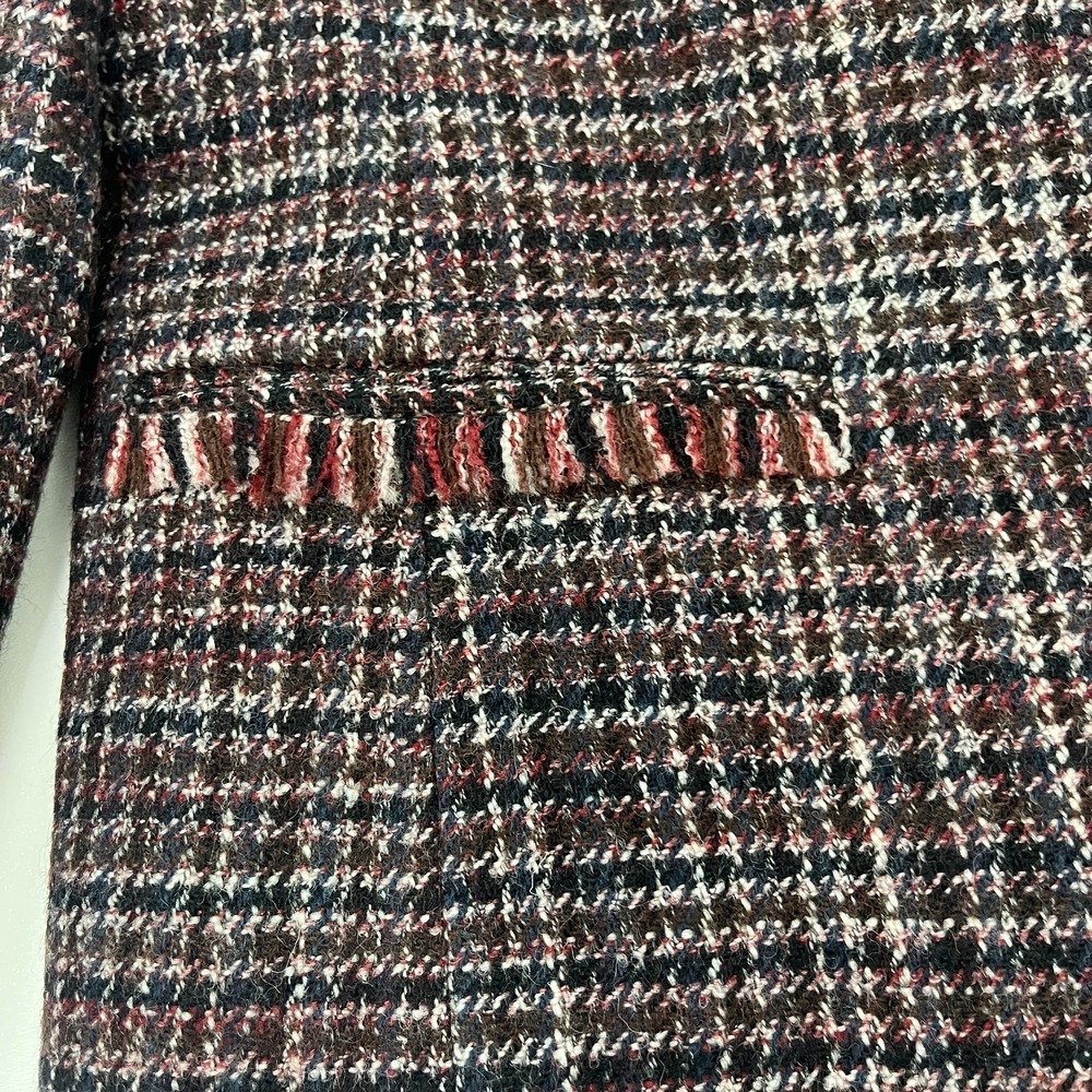 Theory Mylana‎ Tweed Jacket Sz 8 Fringe Trim Blazer Classic Preppy Quiet Luxury - Picture 4 of 13